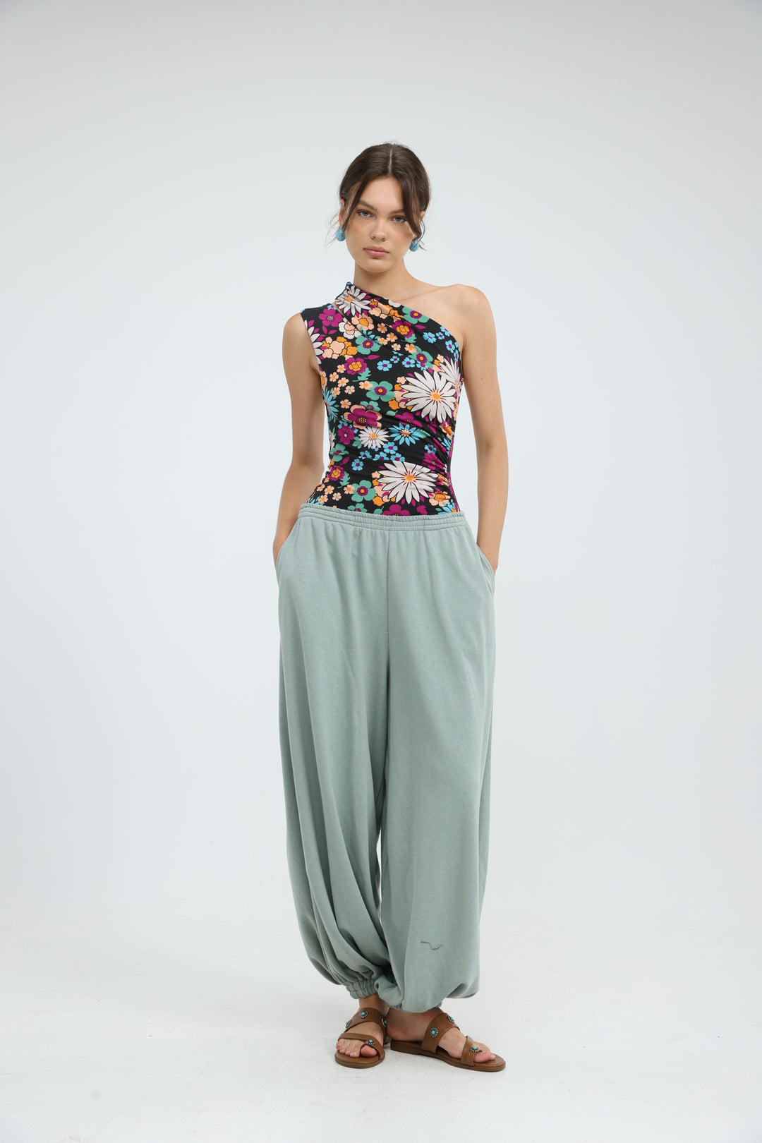 Fade Floral One Shoulder Top