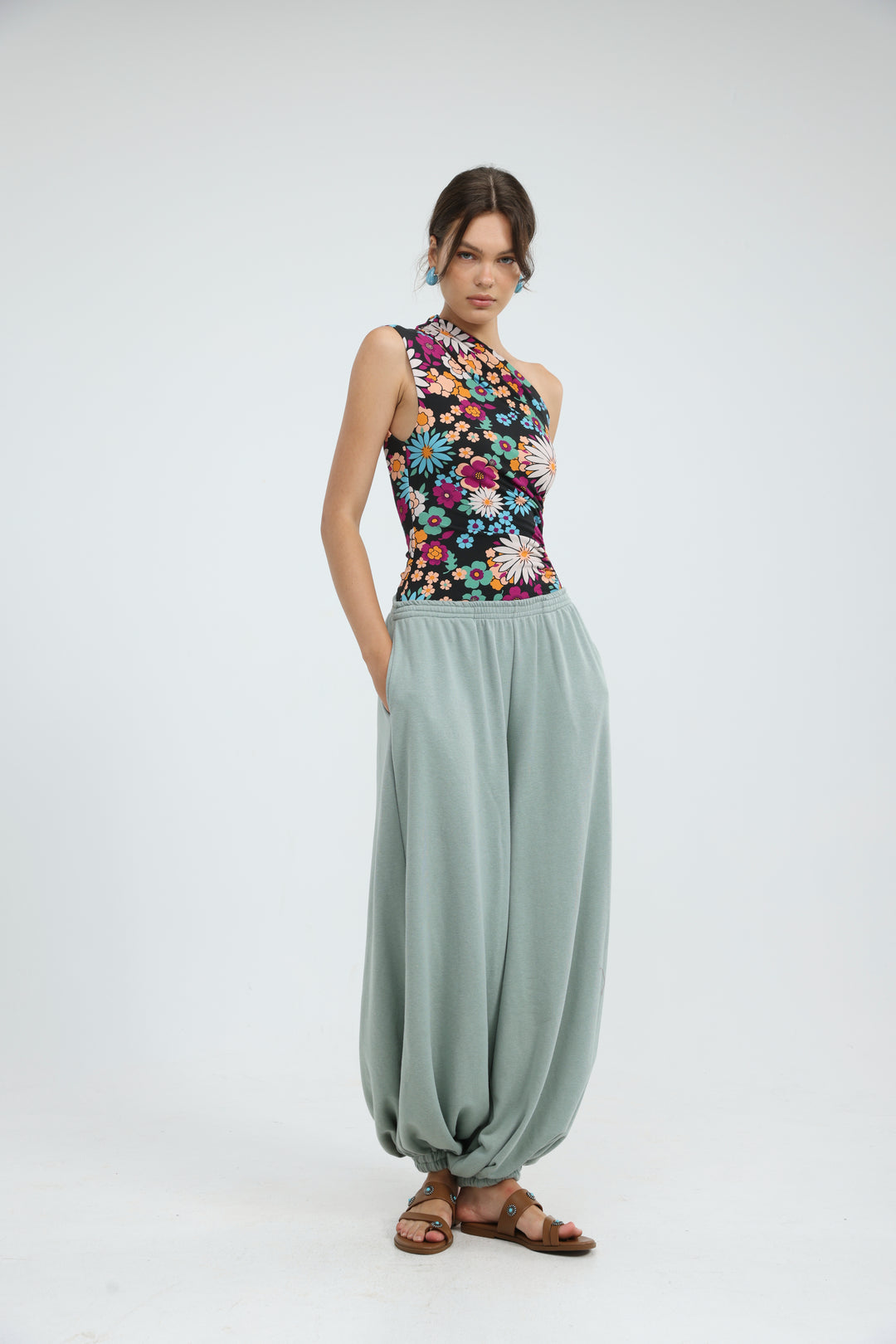 Fade Floral One Shoulder Top