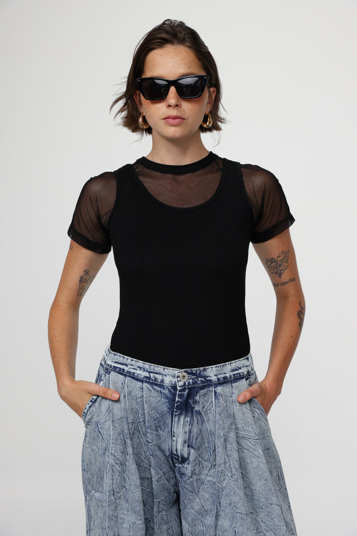 Job Black Mesh T-Shirt