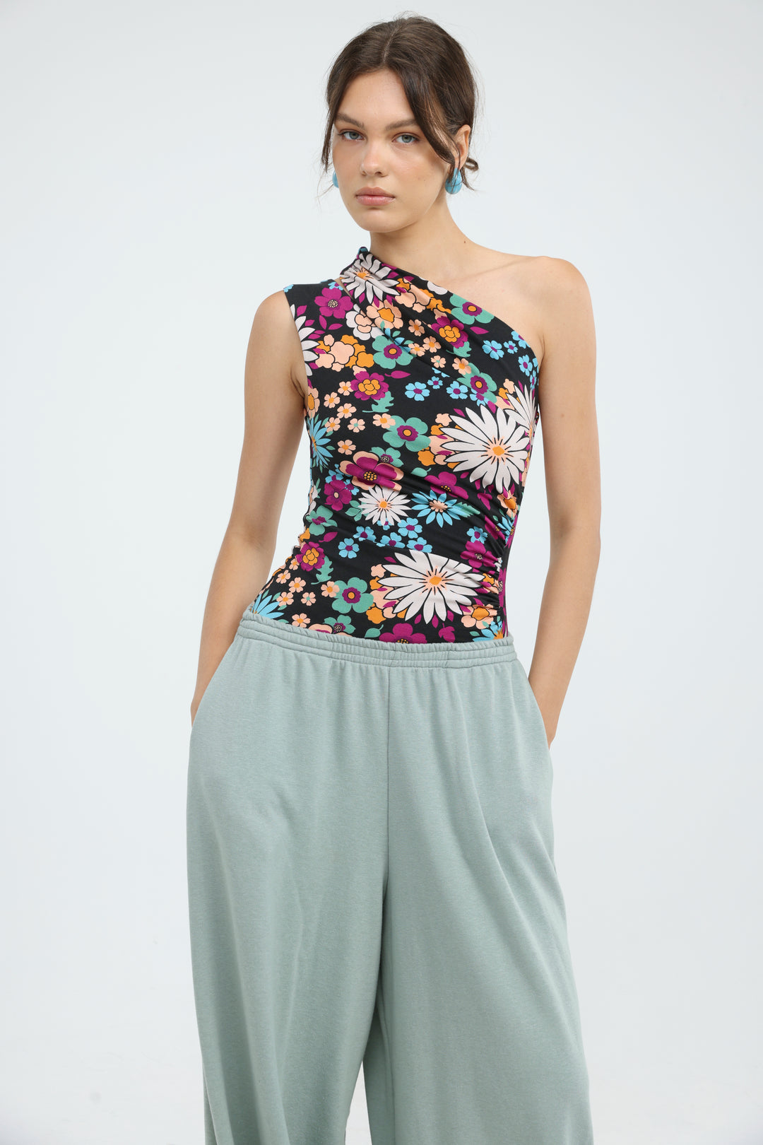 Fade Floral One Shoulder Top