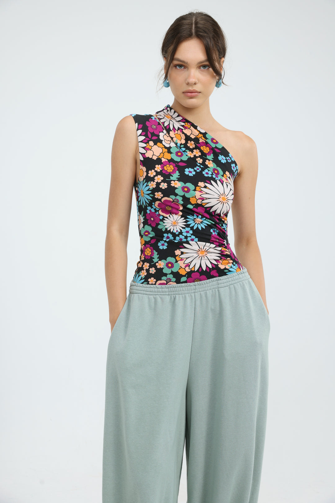 Fade Floral One Shoulder Top