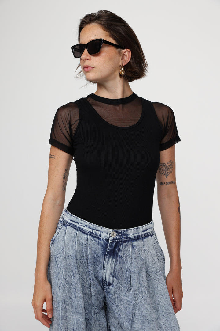 Job Black Mesh T-Shirt