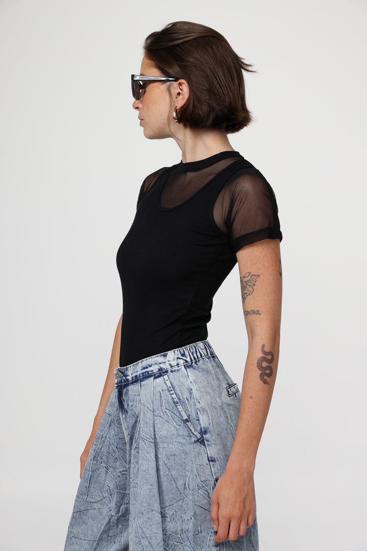Job Black Mesh T-Shirt