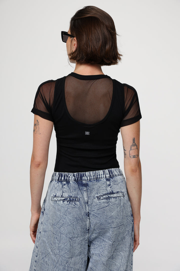 Job Black Mesh T-Shirt