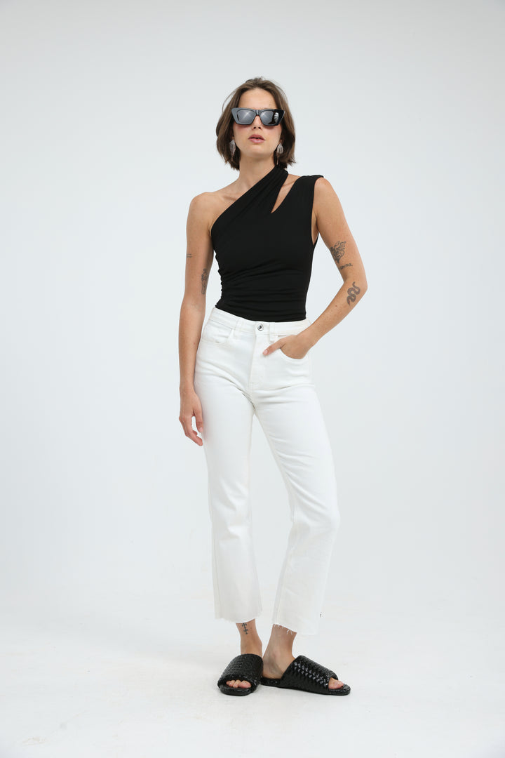 Fade Black One Shoulder Top