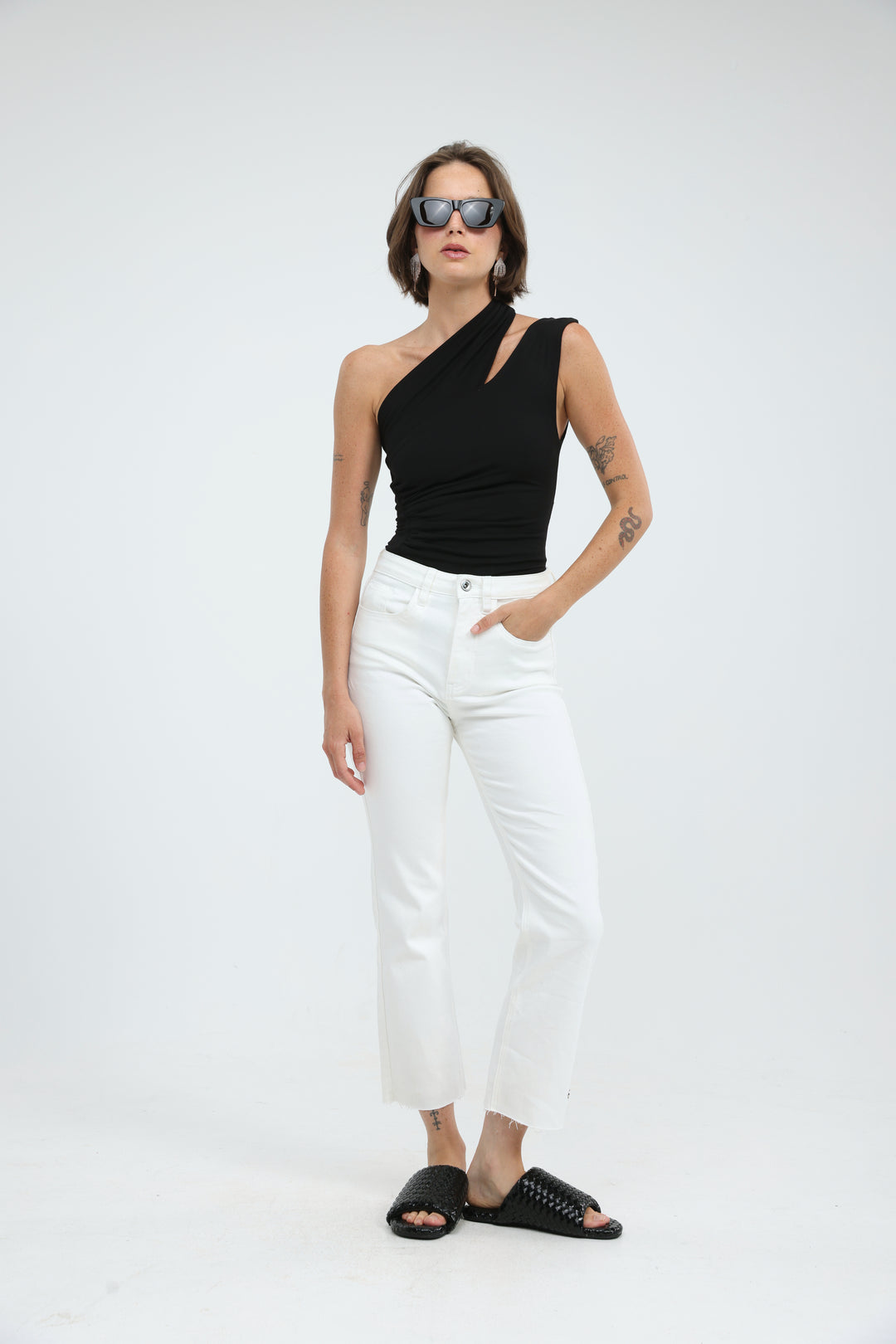 Fade Black One Shoulder Top