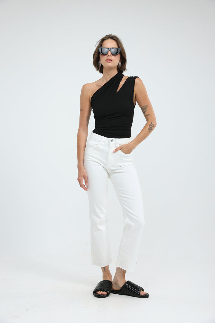 Fade Black One Shoulder Top