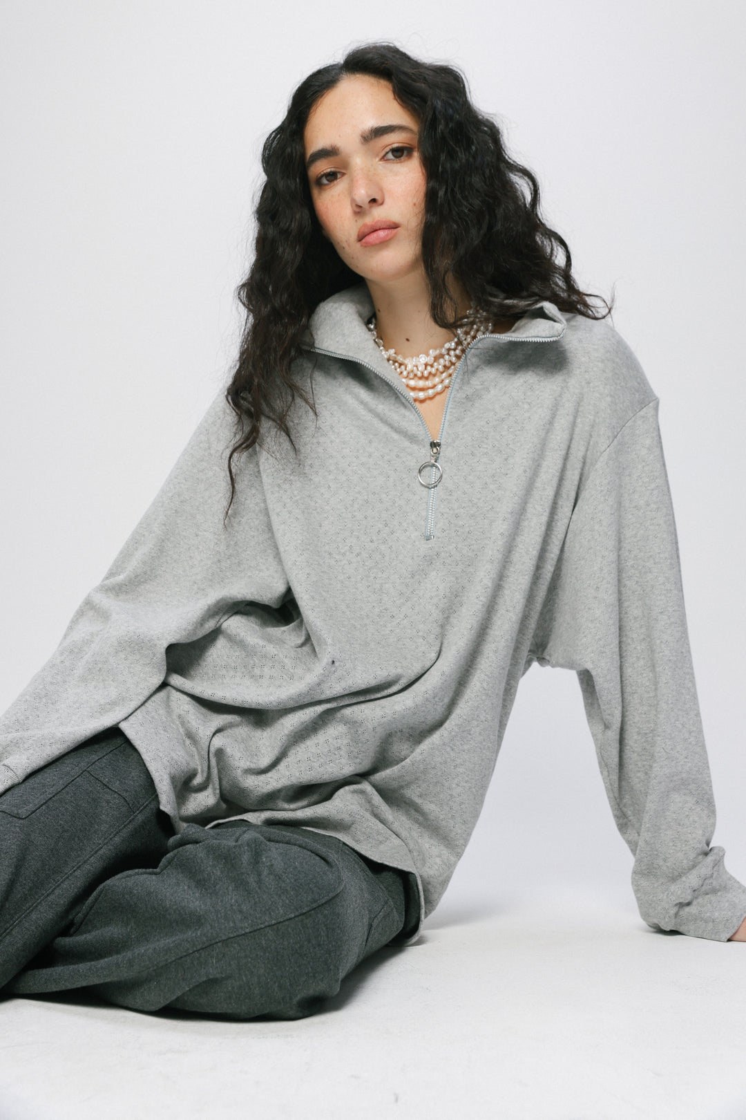 Adam Grey Padded Polo חולצת פולו אפורה