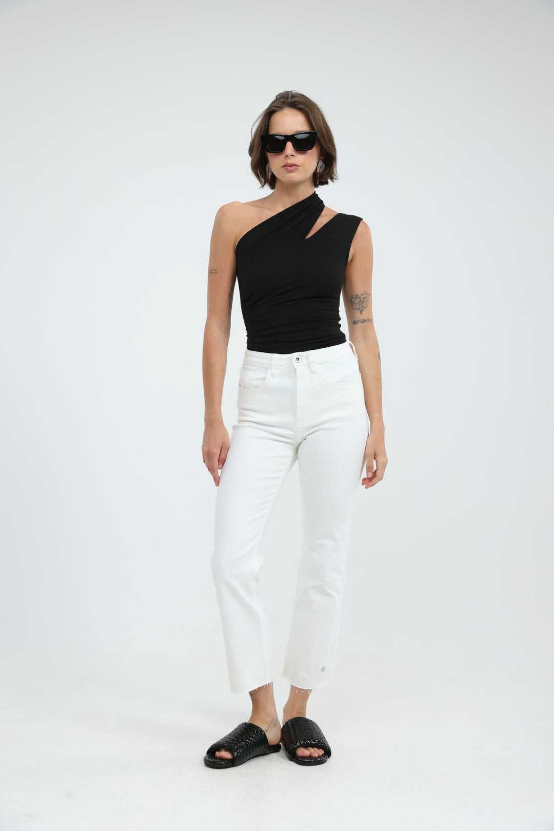 Fade Black One Shoulder Top