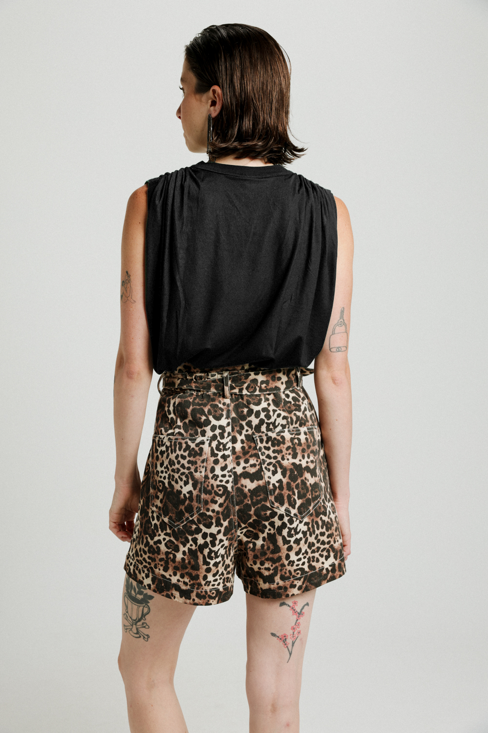 Short Leopard Denim Bottoms