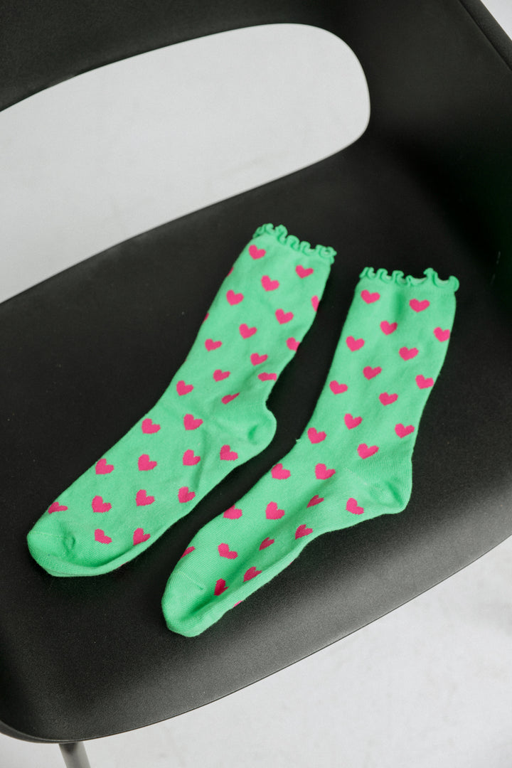 EE Green Hearts Socks