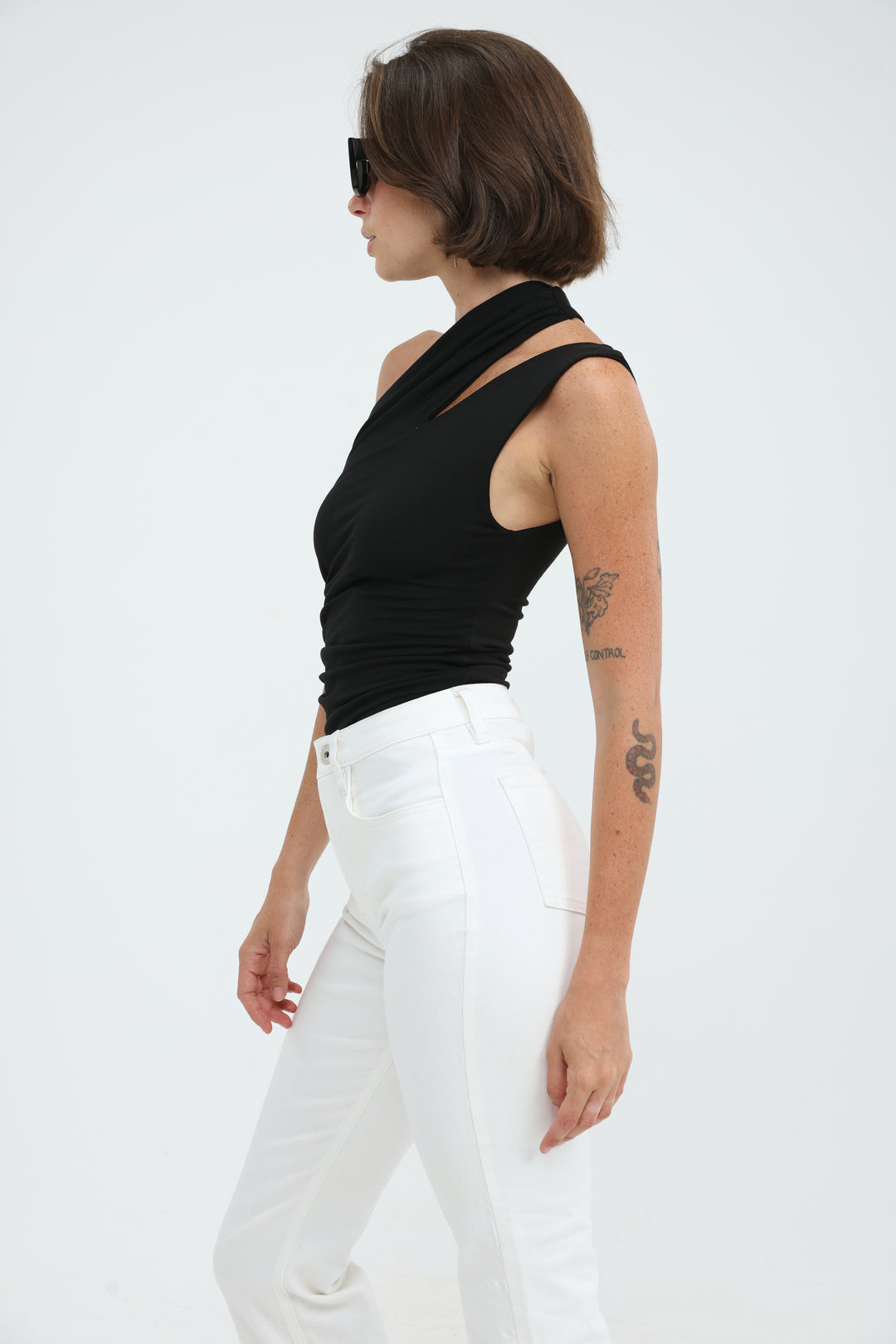 Fade Black One Shoulder Top