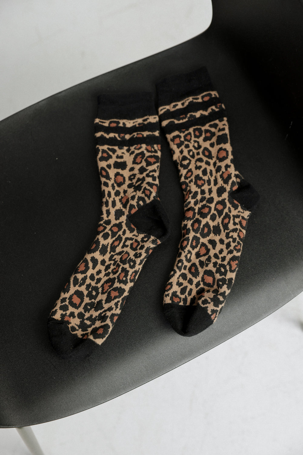 EE Black Striped Leopard Socks