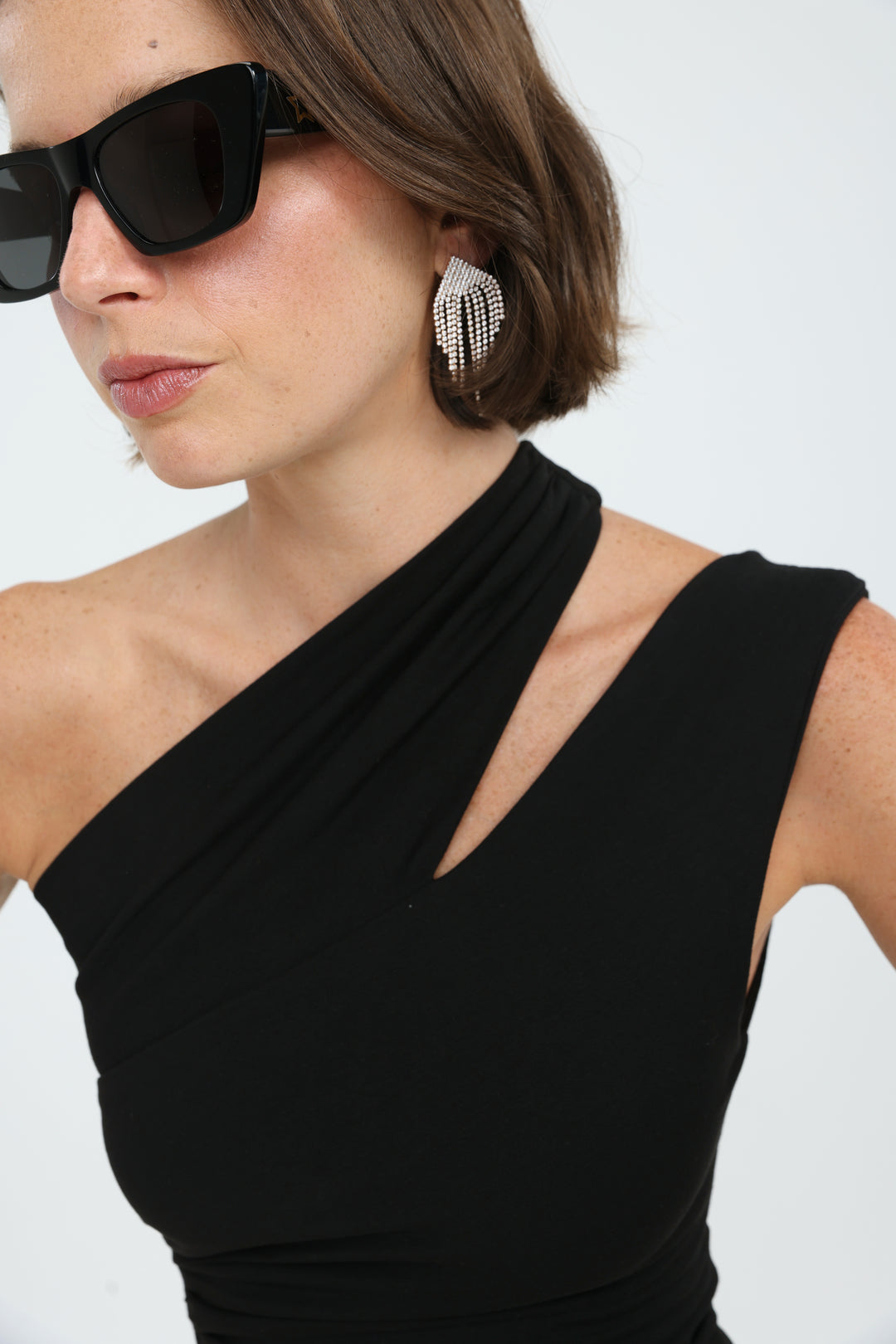 Fade Black One Shoulder Top