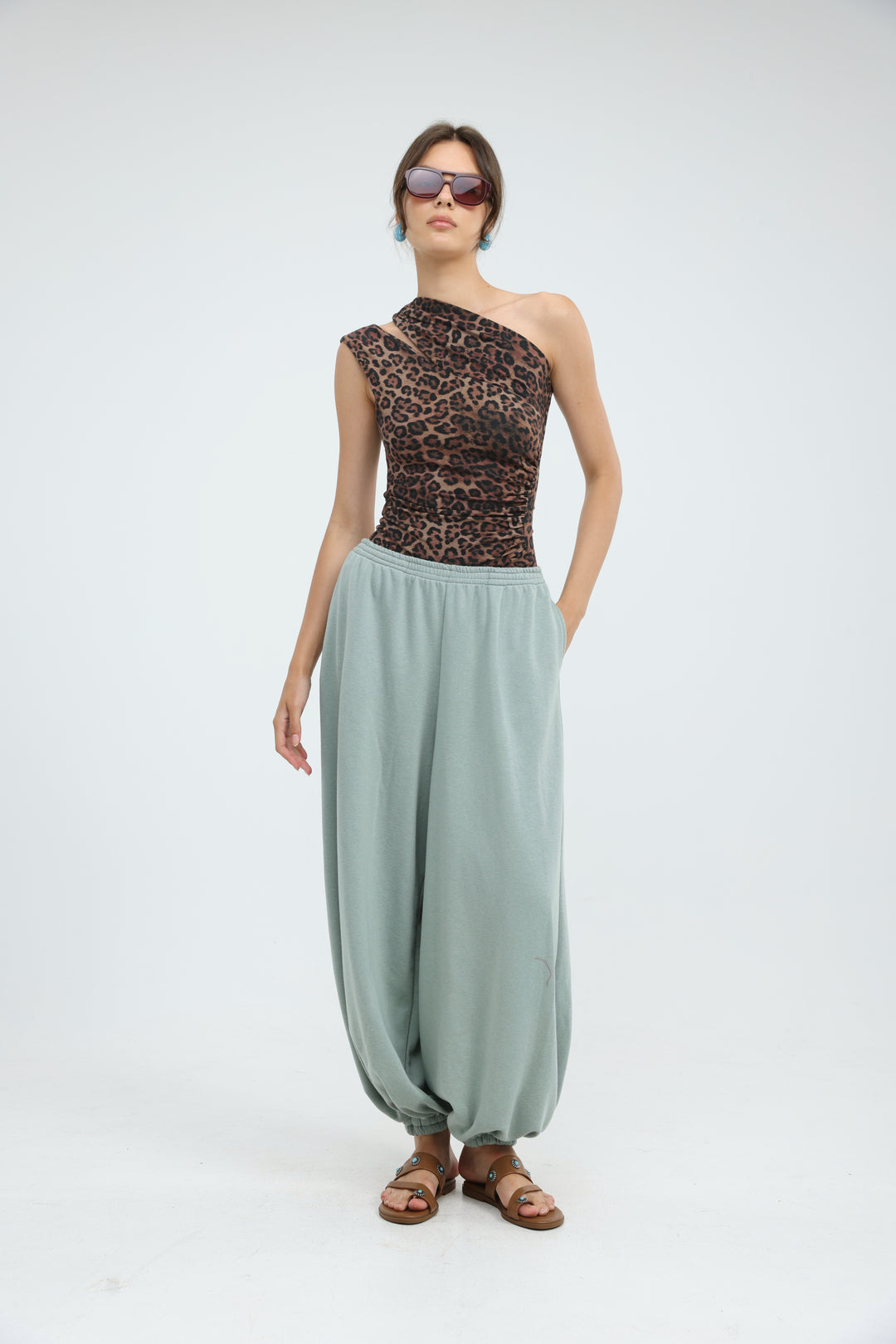 Fade Leopard One Shoulder Top
