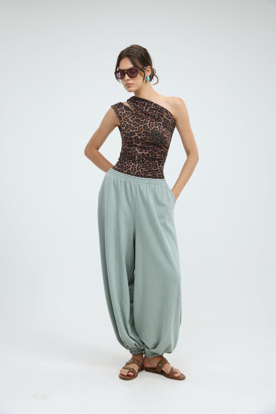 Fade Leopard One Shoulder Top