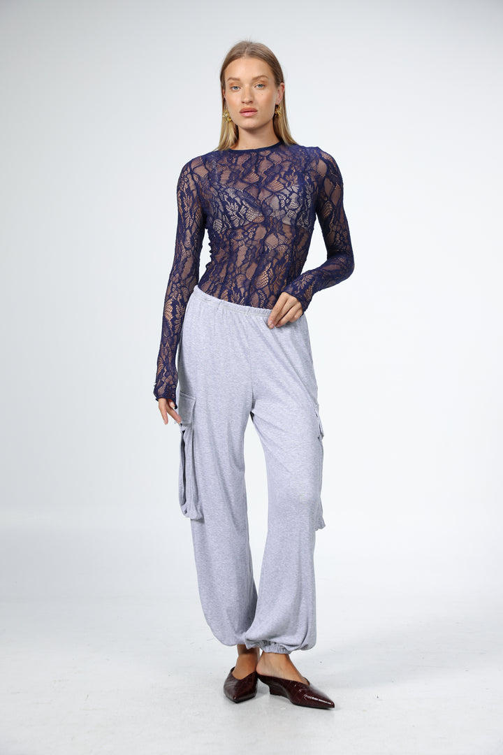 Navy Lace Shirt