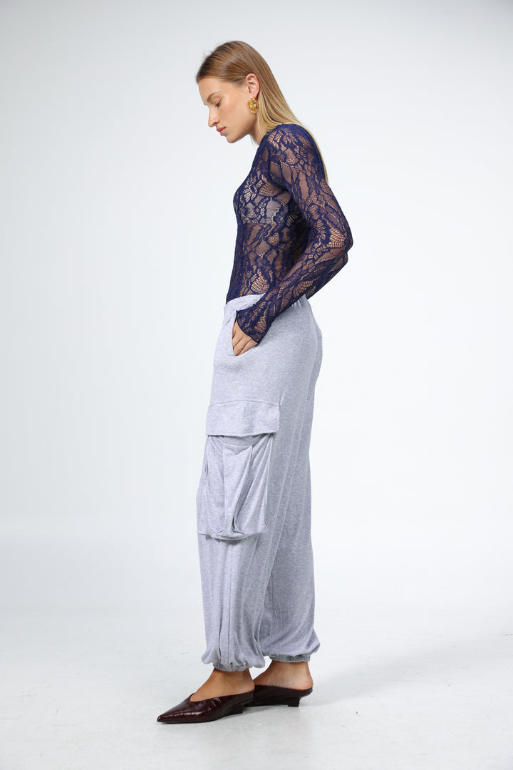 Navy Lace Shirt