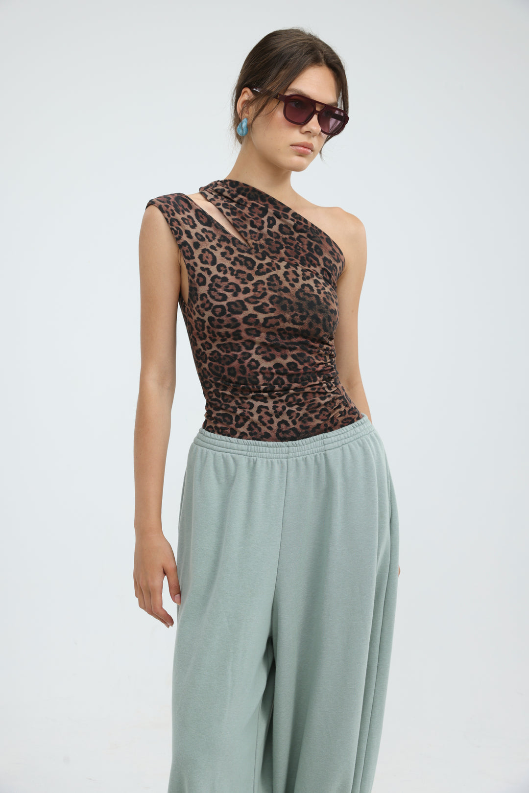 Fade Leopard One Shoulder Top