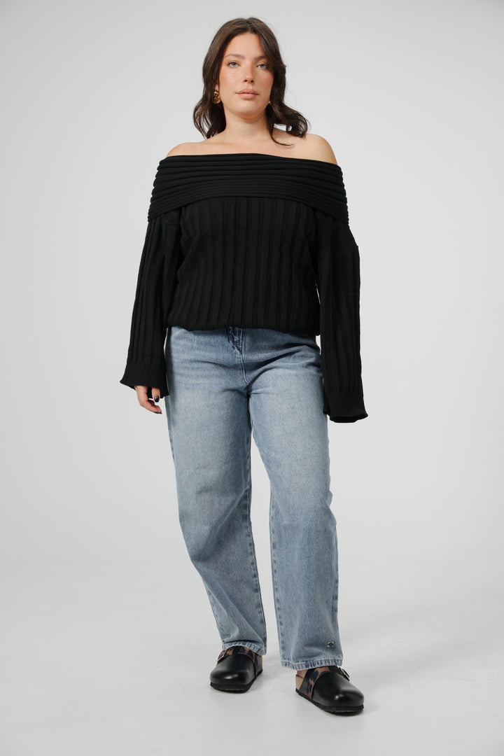 Memory Black Off Shoulder Sweater