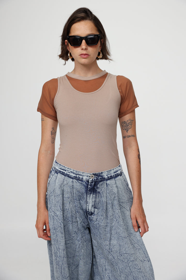 Job Brown Mesh T-Shirt