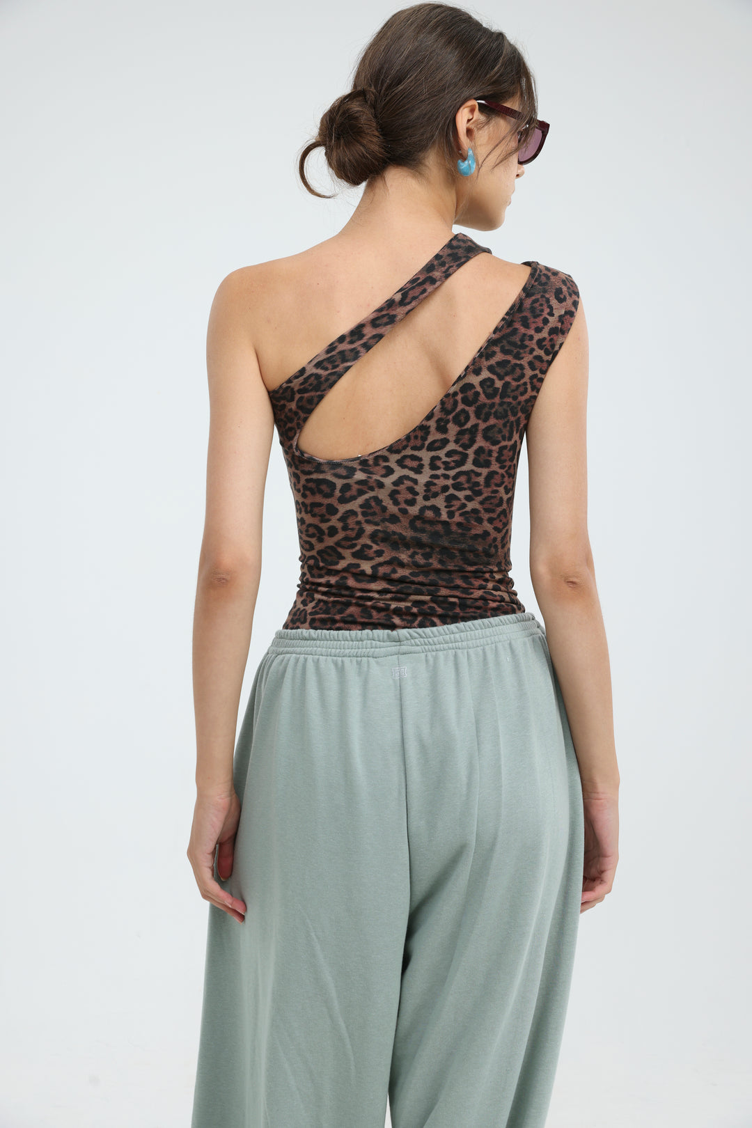 Fade Leopard One Shoulder Top