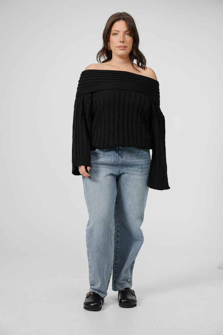 Memory Black Off Shoulder Sweater