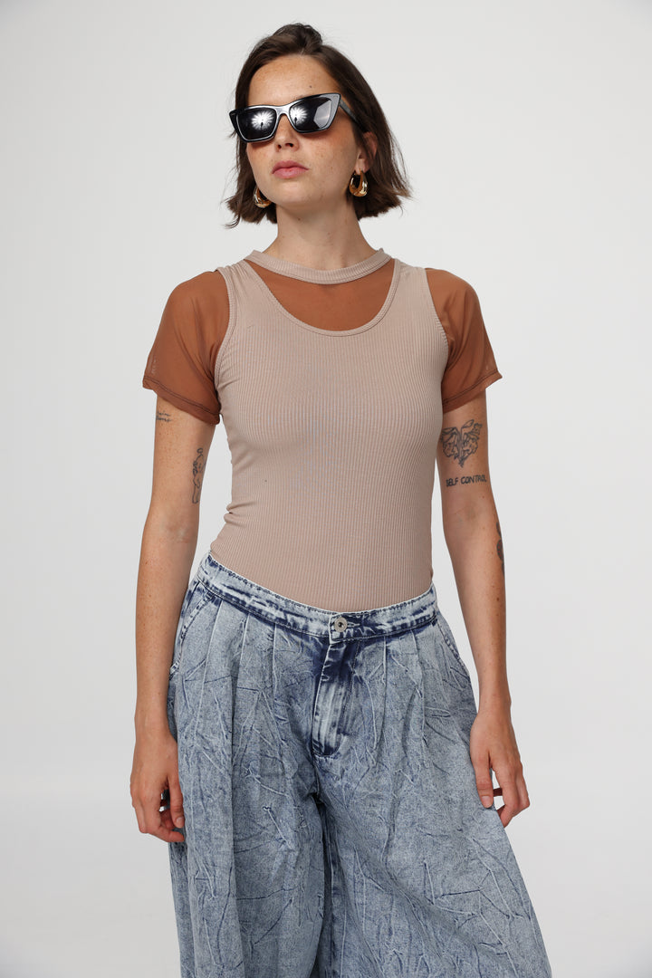 Job Brown Mesh T-Shirt