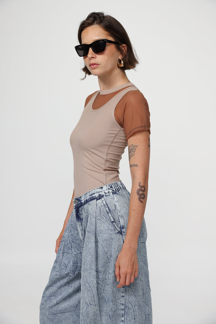 Job Brown Mesh T-Shirt