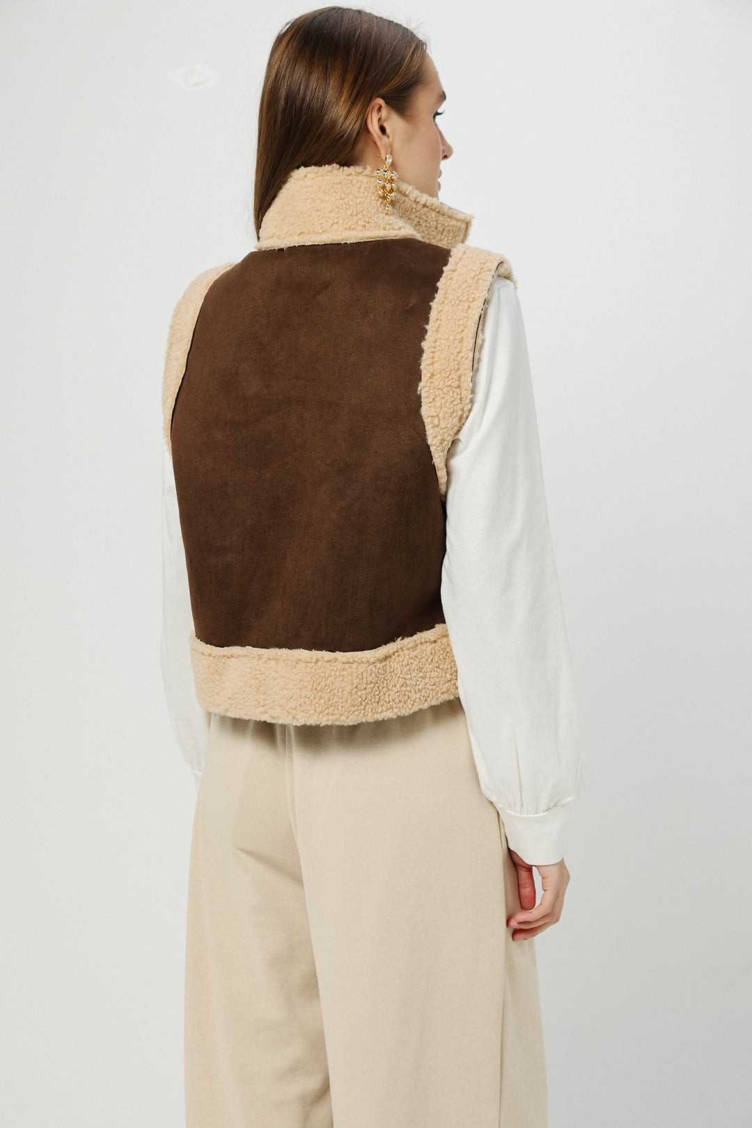 Cozy Brown Embroidered Vest