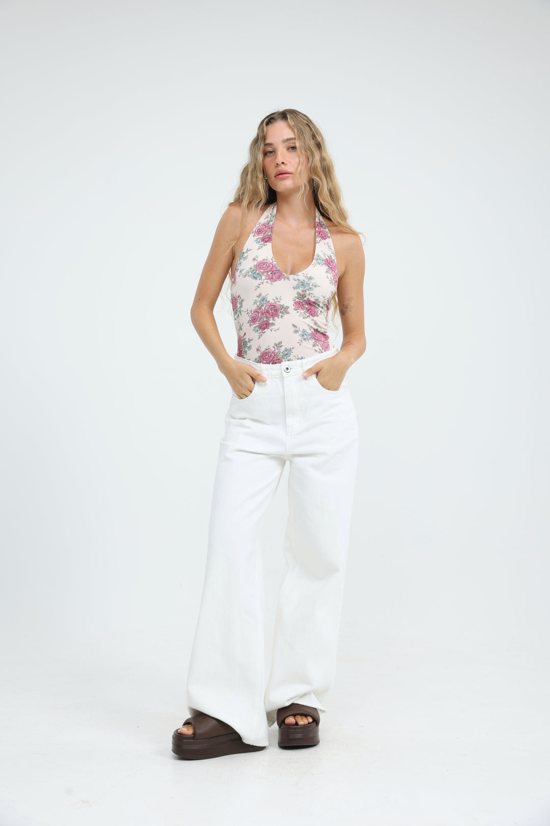 Note Cream Floral Bodysuit
