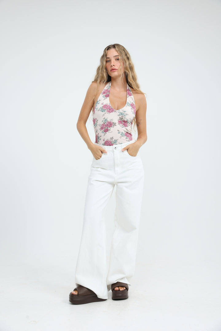 Note Cream Floral Bodysuit