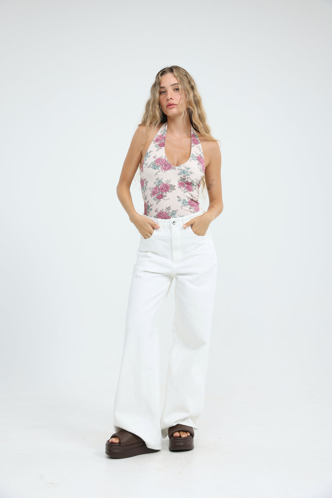 Note Cream Floral Bodysuit