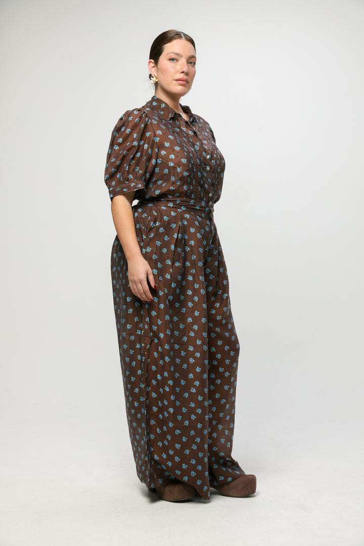 Brown Floral Wide Bottoms