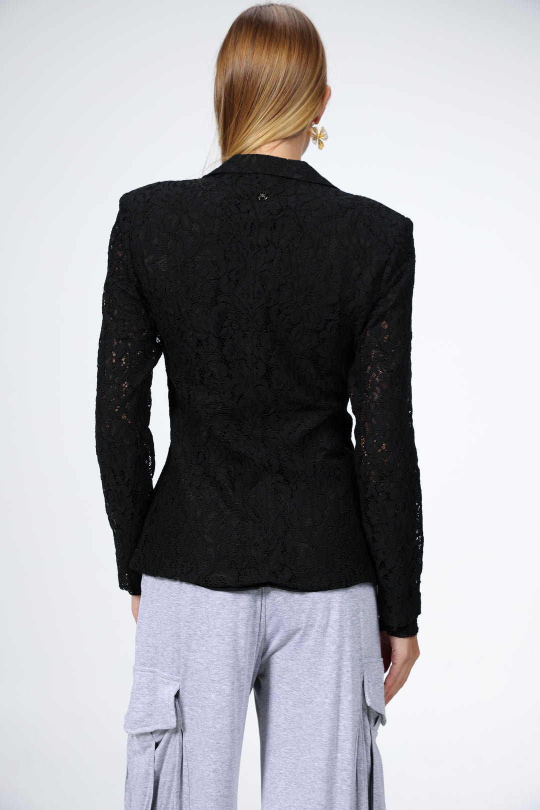 Woman Black Lace Blazer