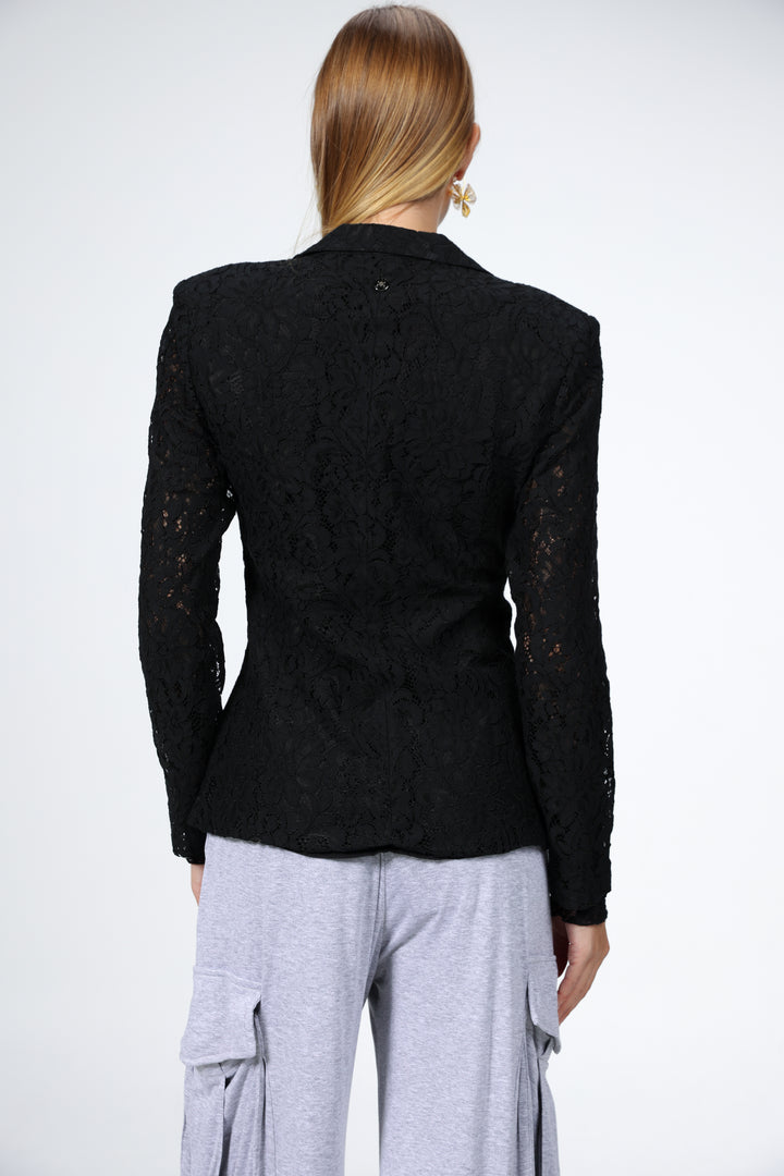 Woman Black Lace Blazer