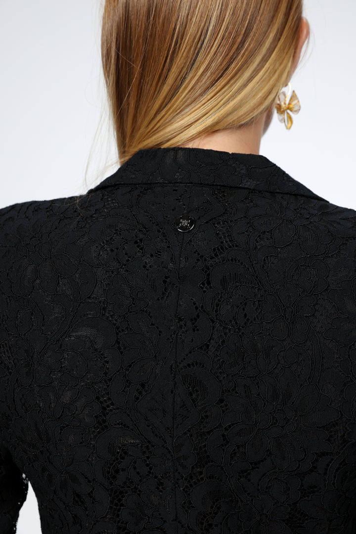 Woman Black Lace Blazer