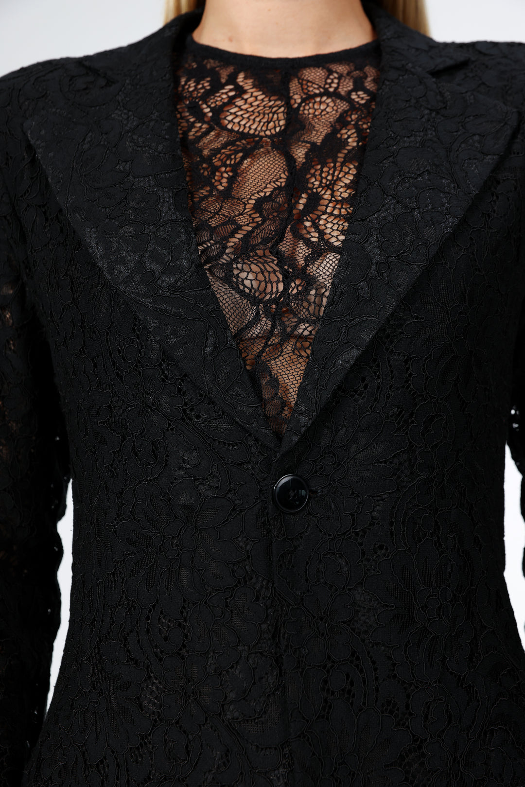 Woman Black Lace Blazer