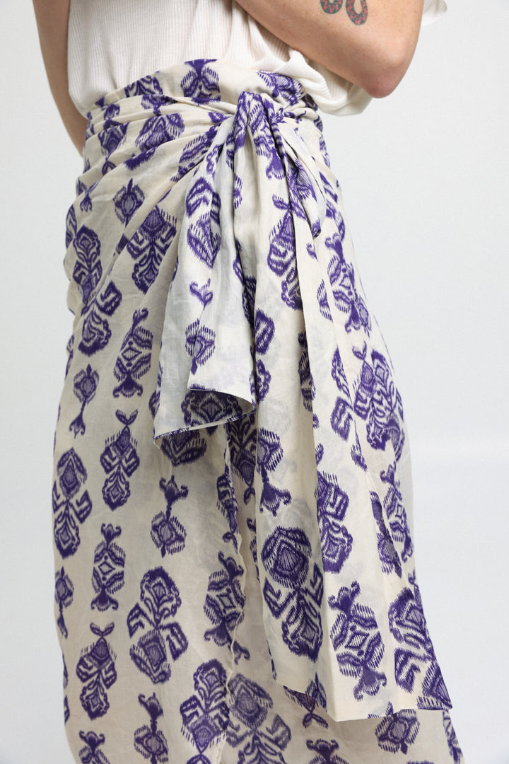 EE White & Purple Skirt חצאית מעטפת מידי ארוכה