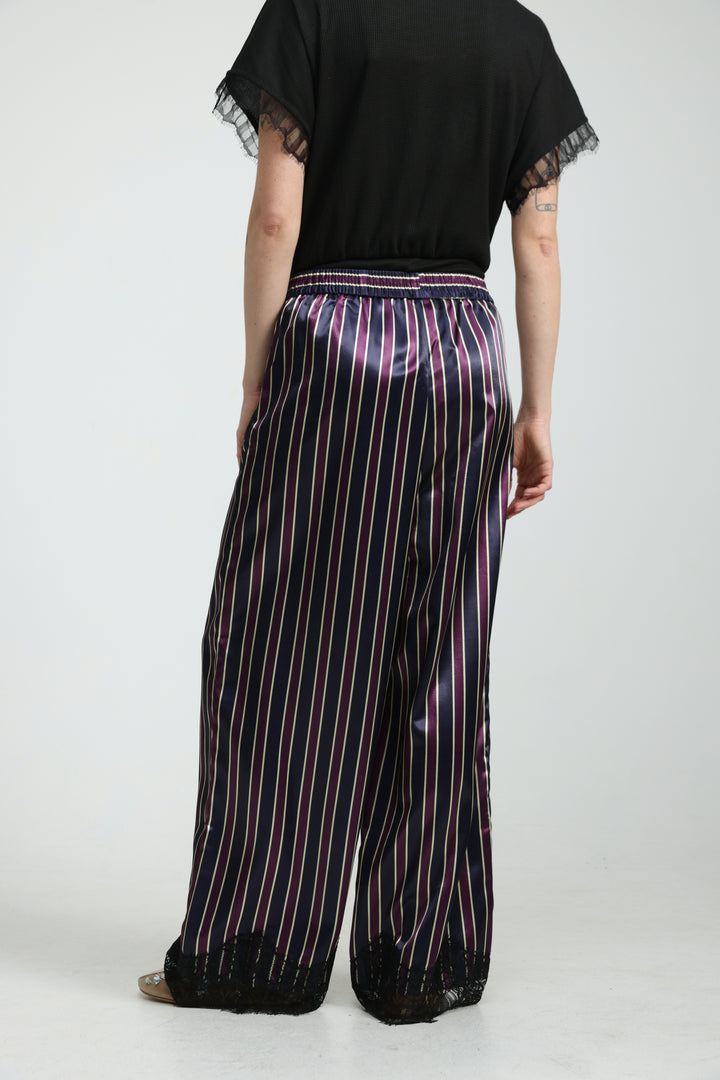 Wine Striped Satin Bottoms