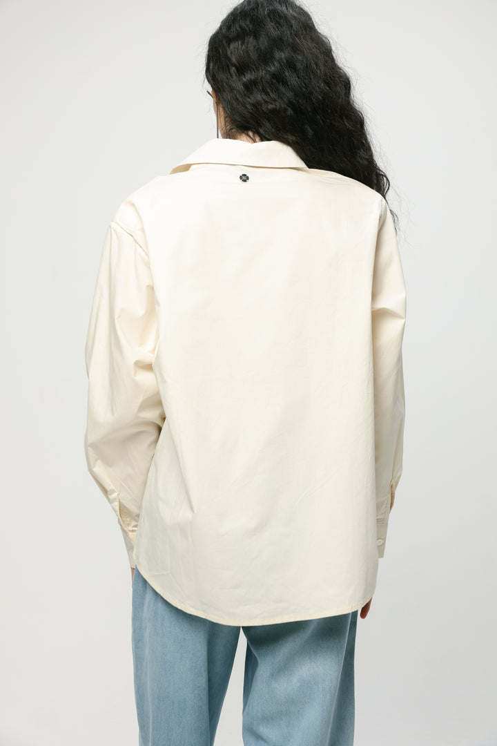 Accent Pocket Cream Buttoned Shirt