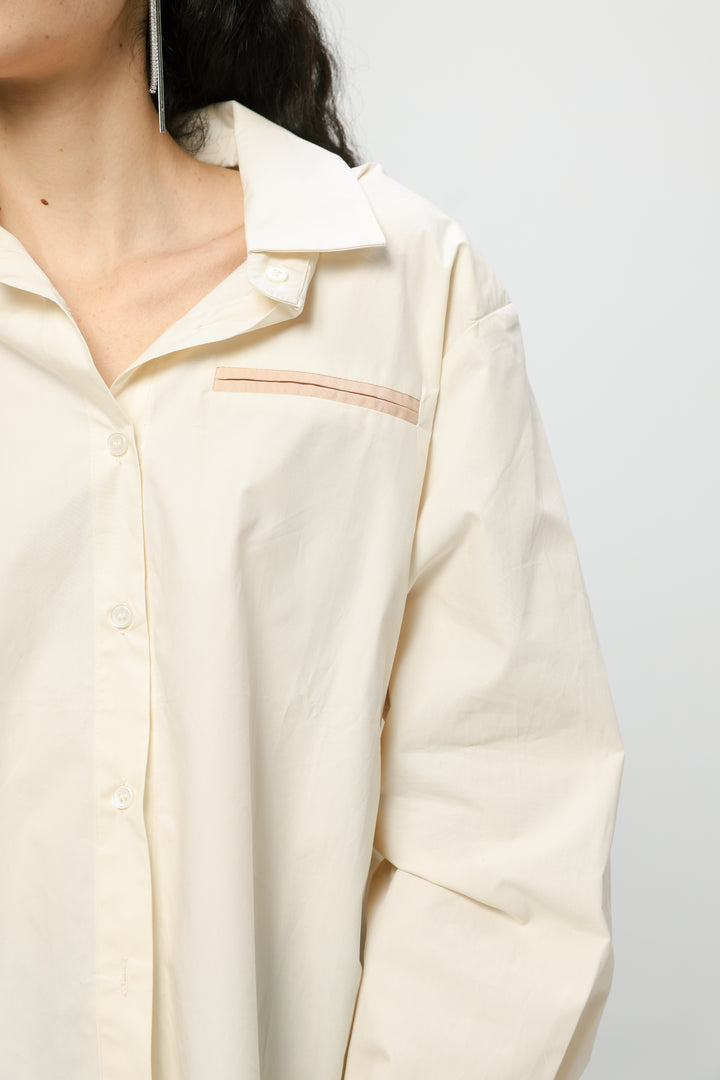 Accent Pocket Cream Buttoned Shirt