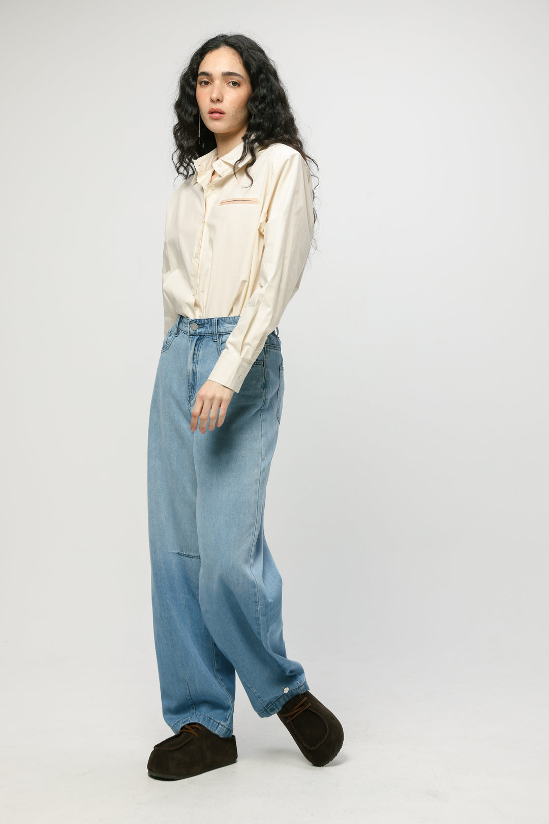 Accent Pocket Cream Buttoned Shirt