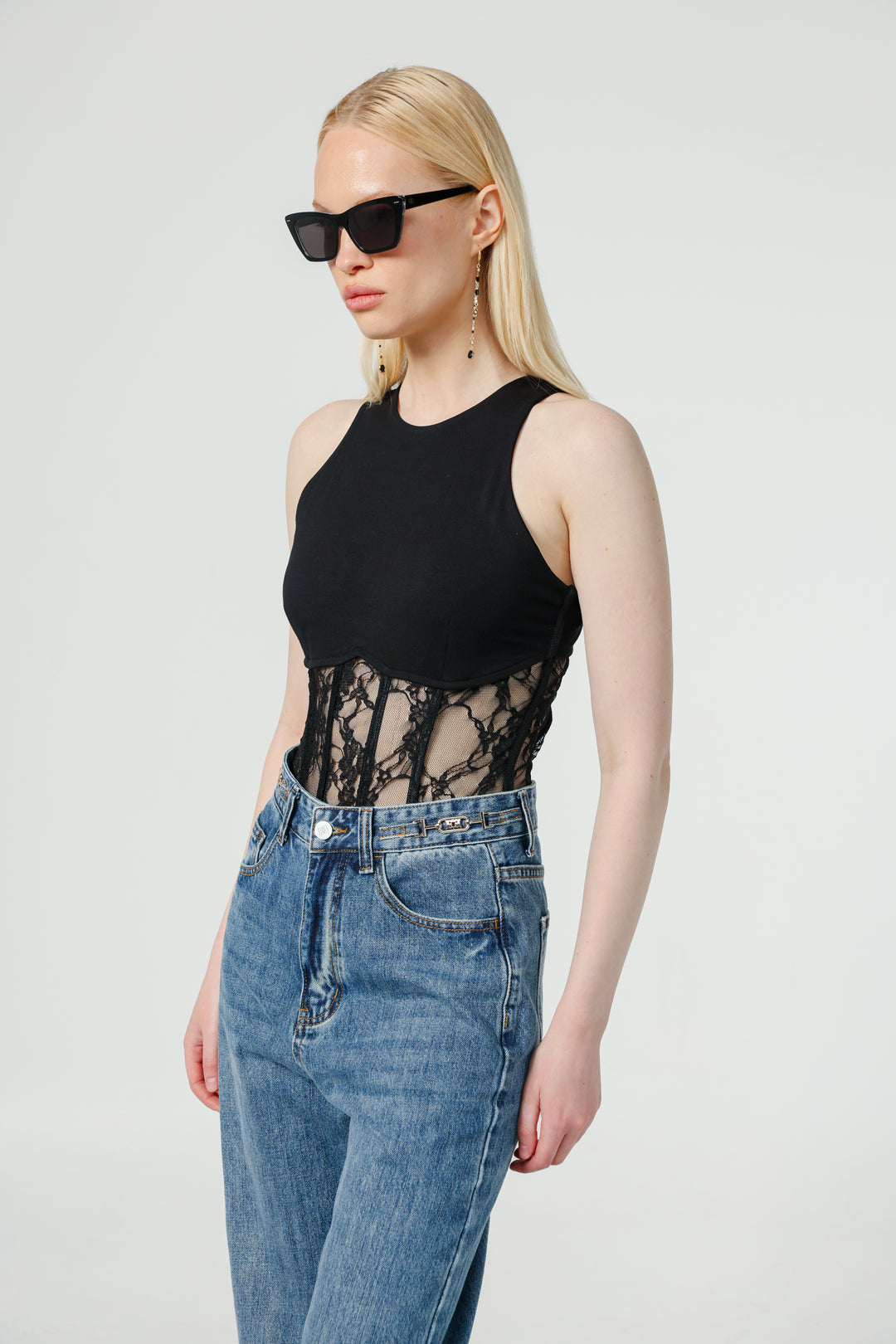 Lace Corset Black Bodysuit