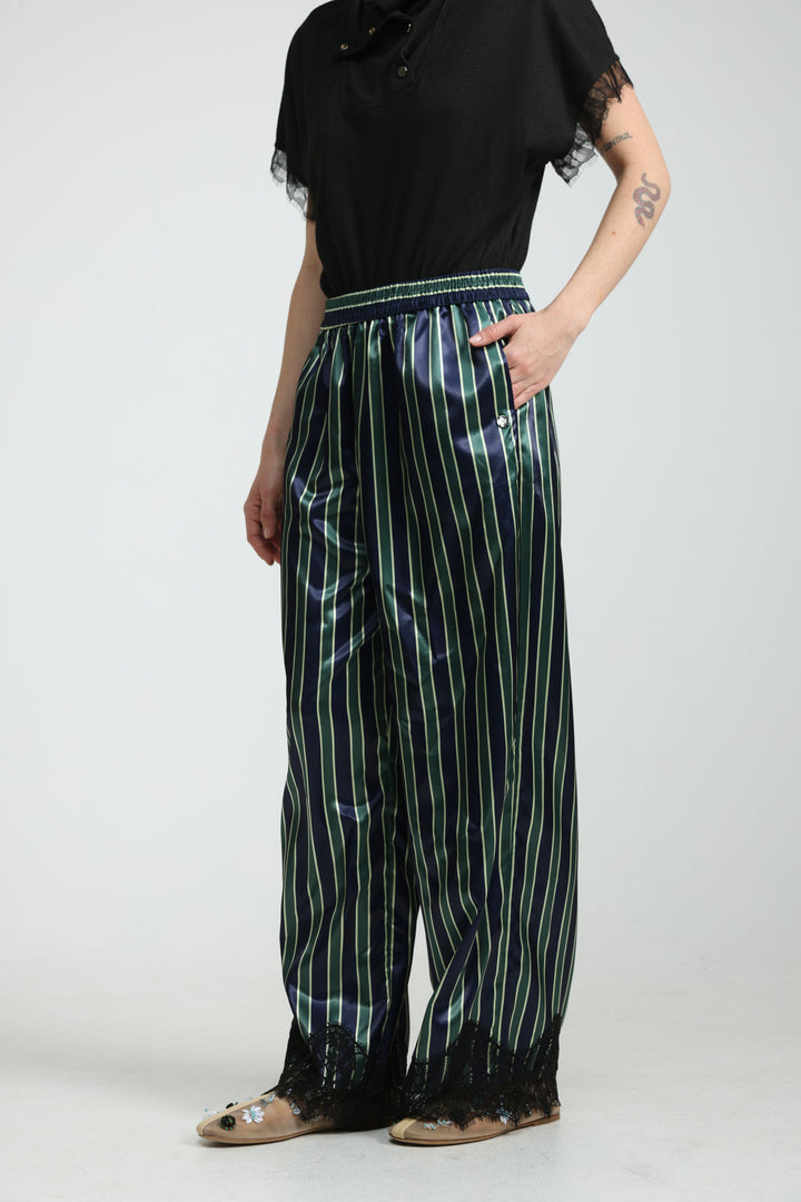 Green Striped Satin Bottoms