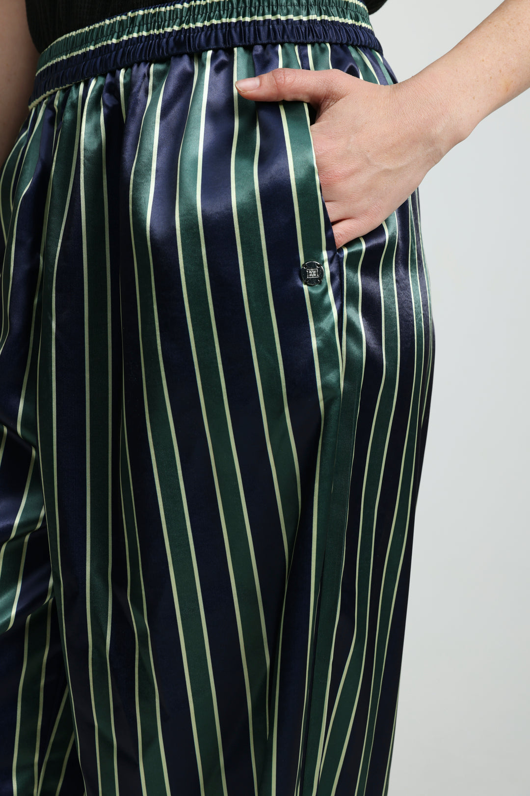 Green Striped Satin Bottoms