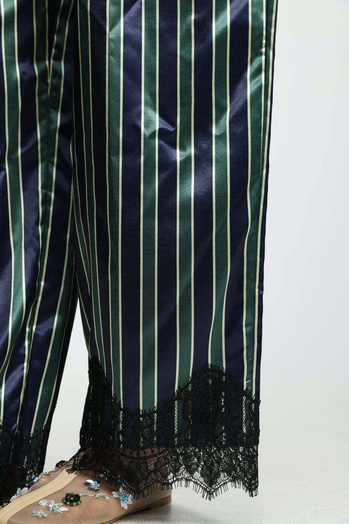 Green Striped Satin Bottoms