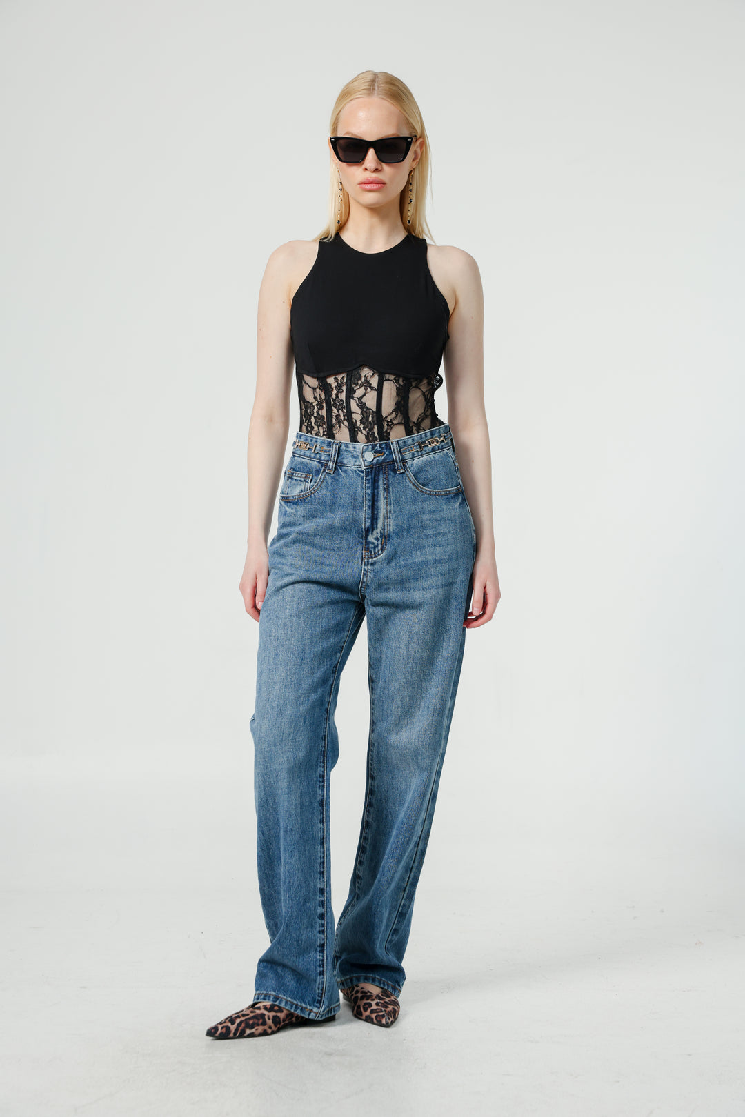 Lace Corset Black Bodysuit