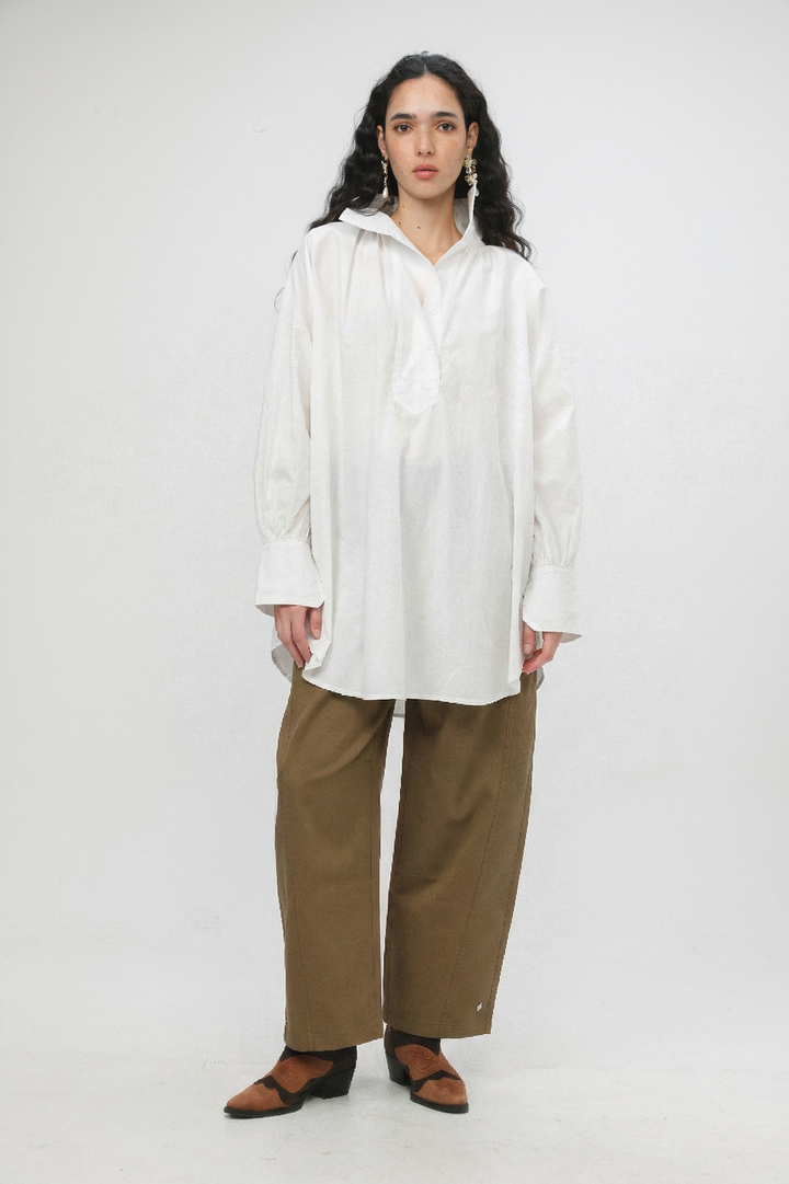 Volume White Balloon Blouse