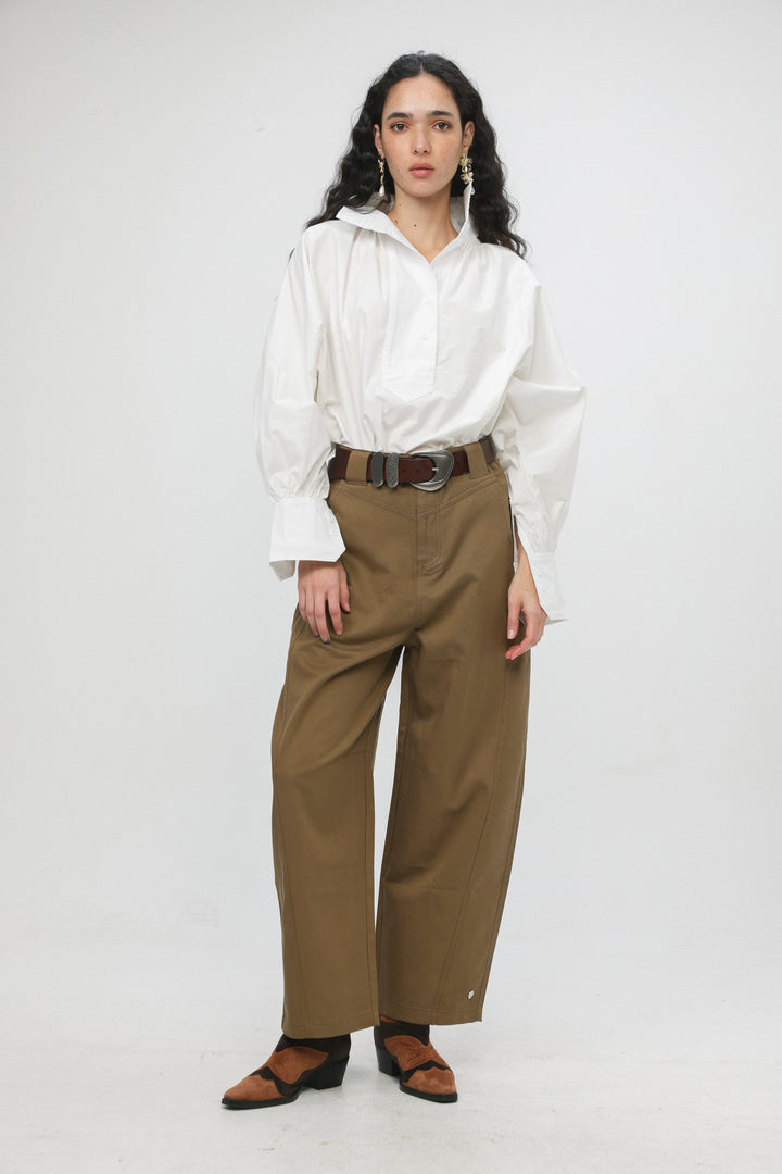 Volume White Balloon Blouse